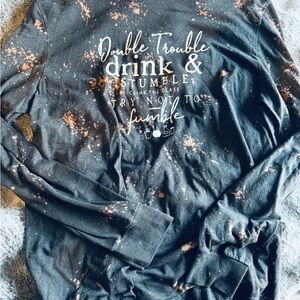 Southern Bliss Bleached Tee Size Large “Double Trouble Drink & Stumble”